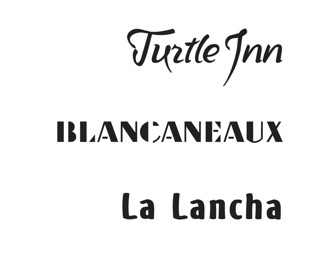 Turtle Inn, Blancaneaux and La Lancha wordmarks