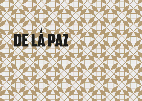 De La Paz coffee packaging with a neutral geometric pattern