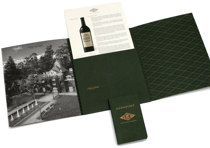 Rubicon Estate presentation folder, wine information and guest passport