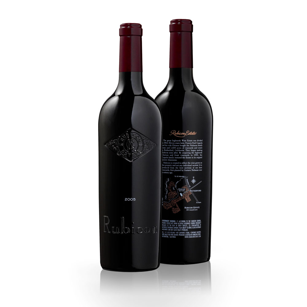 Rubicon Estate bottle in front and back views